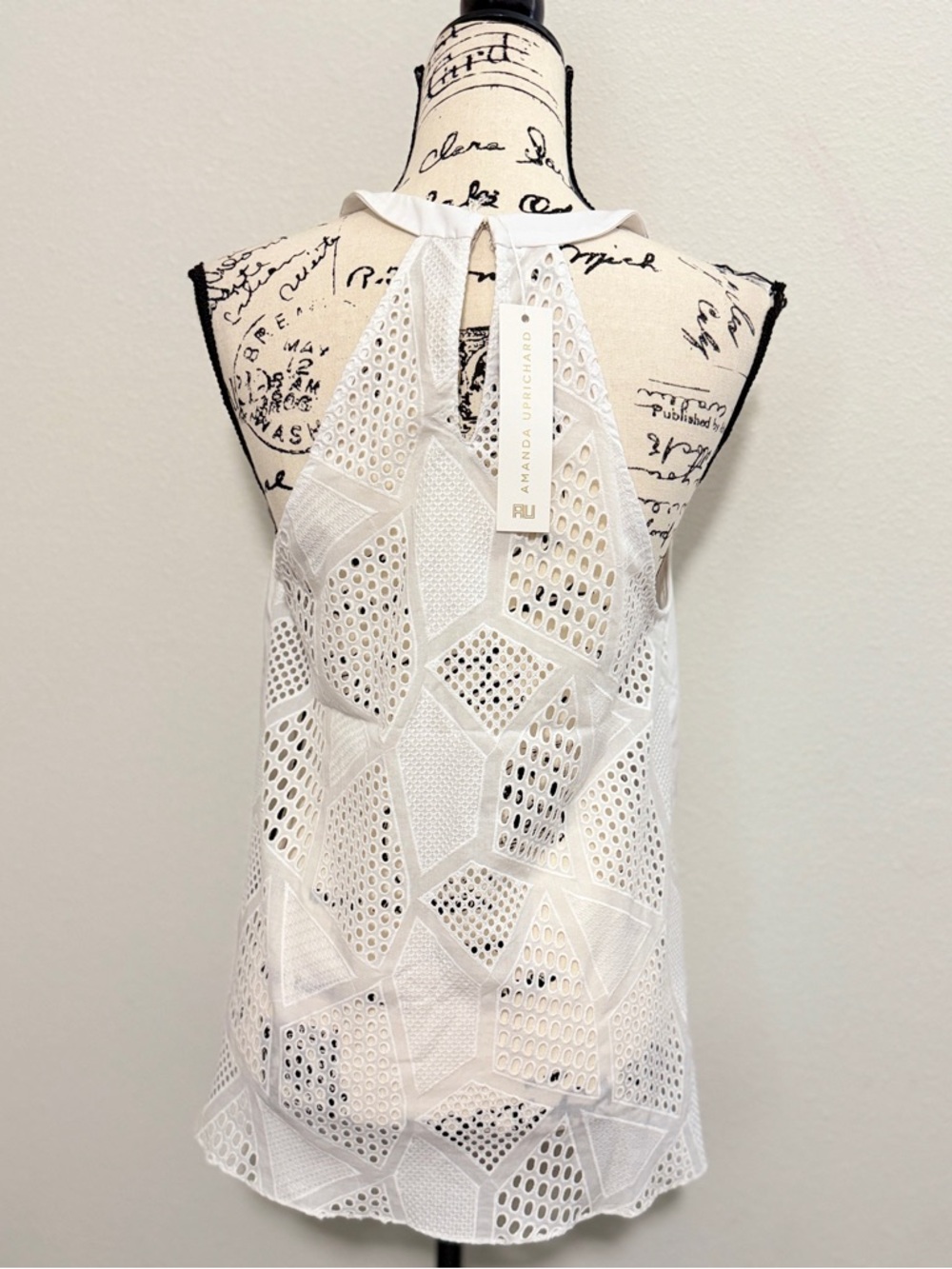 Amanda Uprichard Halter Camisole Nantucket Eyelet Sz M White Summer Quiet Luxury - Picture 8 of 16